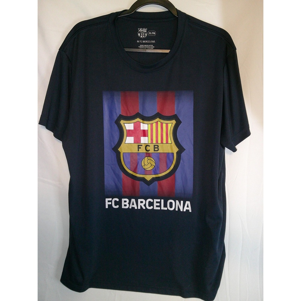 FC Barcelona‎ Mens XL Soccer Graphic T-Shirt Football Blue Tech Shirt